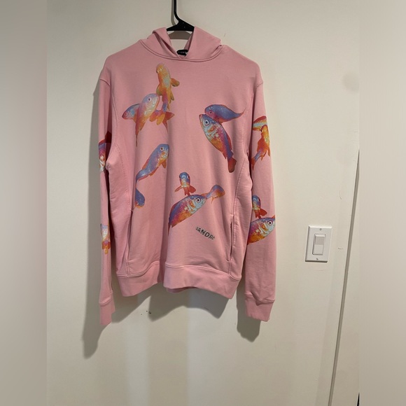 Sandro NEW Pink Goldfish Pullover Hoodie Sweatshirt Size XS - Picture 2 of 12